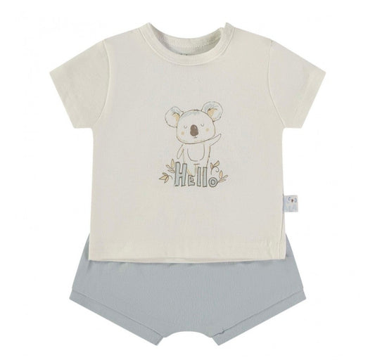 Conjunto Bebé Algodón Koala Babybol - Camiseta y Pantalón Celeste
